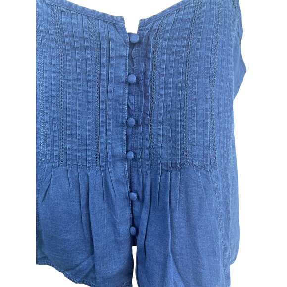 American Eagle Blue Button-Front Sleeveless Top With Adjustable Straps Size M - Picture 4 of 7